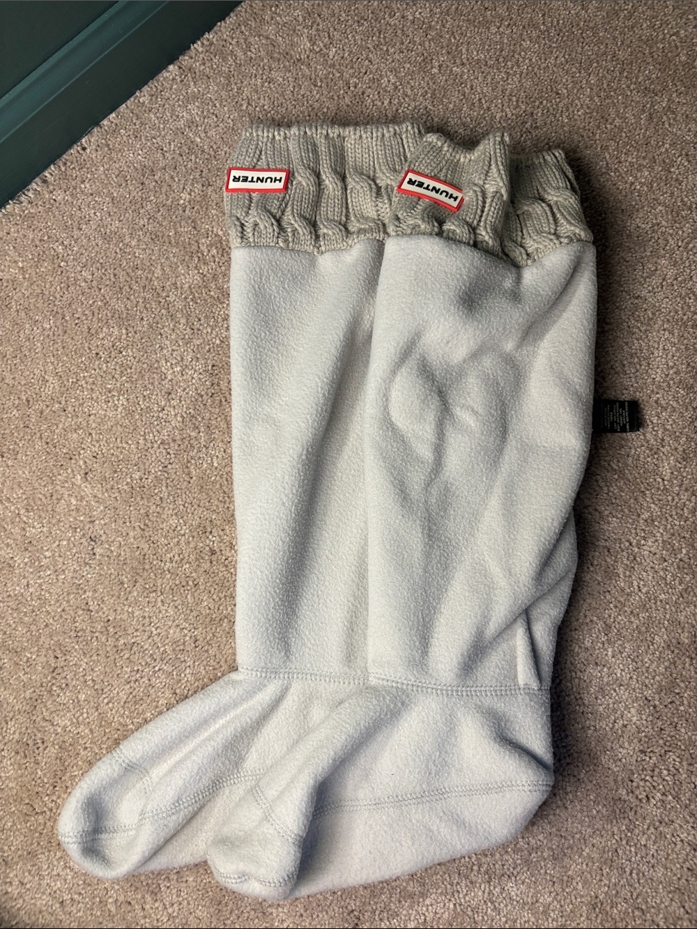 Hunter Knee-High Fleece boot Socks in Light Gray